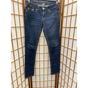 True Religion Women Johnny Skinny Slim Dark Blue Denim Jeans Size 29 Y2K
